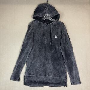 YoungLA Hoodie Mens M Black Acid Wash Long Sleeve‎ Lightweight Pullover